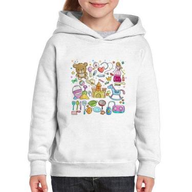 Imagem de Moletom Infantil Brinquedos - Foca na Moda, Branco, 10