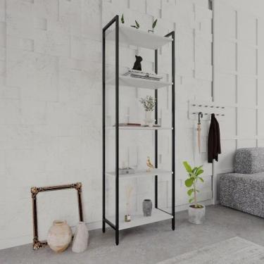 Imagem de Estante Dynamica Industrial 4 Nichos 60 cm - Branco/Preto - Yescasa, B