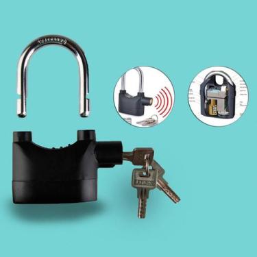 Imagem de Cadeado Alarme Sonoro Trava Anti-furto Bike Portão Aço Corrente 3 Chav