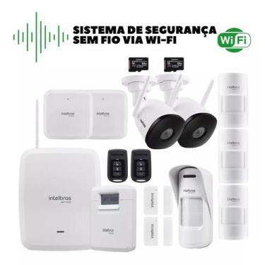 Imagem de Kit Intelbras Wifi Sem Fio C/ Alarme Amt 8000 E 2 Câmeras Ex