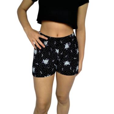 Imagem de Short Feminino Curto Soltinho Elástico Estampas Sortidas Viscolycra Pp