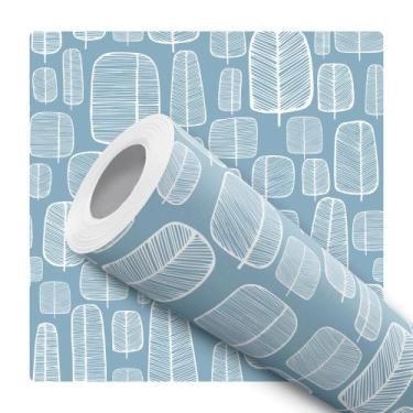 Imagem de Papel De Parede Adesivo Lavável Arvore Abstrata Azul e Branco Quarto S