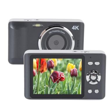 Imagem de Câmera Digital 4K, Câmera Vlogging de 64 MP, Zoom Digital 18X Com Foco Automático e Câmera Digital Com Anti-vibração para Adolescentes Adultos Iniciantes, USB Tipo C (BLACK)