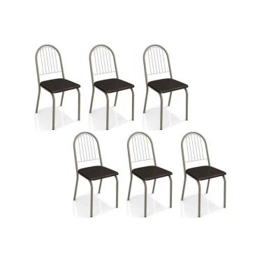 Imagem de Cadeira de Cozinha Noruega C077 Kit 6 Un Niquel/Preto 110 - Kappesberg