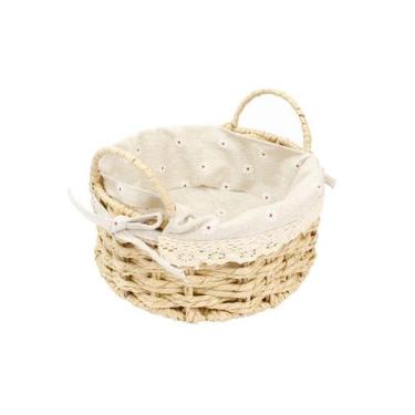 Imagem de Cesto Organizador de Palha Decorativo Redondo Pequeno  - VESTIGE, UNIC