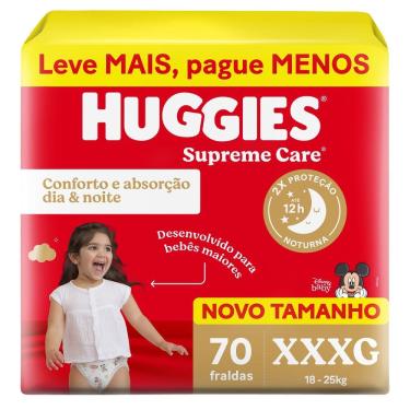 Imagem de Fralda Huggies Supreme Care Tamanho XXXG 70 Unidades Descartáveis