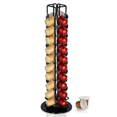Imagem de RECAPS porta cápsulas de café compatível com nespresso, porta cápsulas de café para 40 cápsulas de café originais, design giratório, rack de armazenamento de café para suporte de café de 40