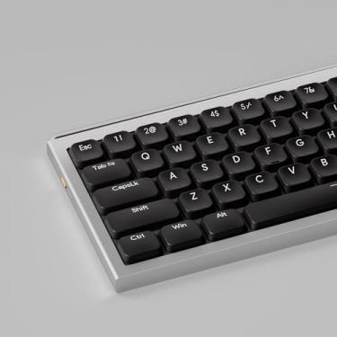 Imagem de Sumgsn Conjunto de teclas pretas minimalistas de 112 teclas de perfil baixo compatível com 60% 65% 75% 95% teclados mecânicos