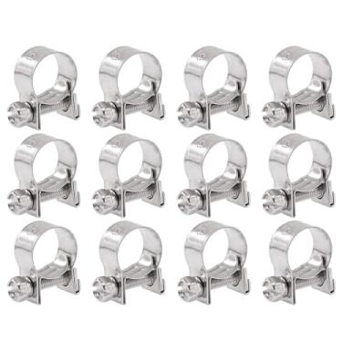 Imagem de 12 Pcs Mini Linha de Injeção de Combustível Aço Inoxidável Ajustável 8-10mm Faixa Braçadeira de Mangueira para Tubo de Gasolina Diesel Encanamento Automotivo (8-10mm)(12-14mm)