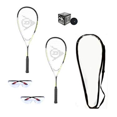 Imagem de Dunlop Sports Conjunto de raquete de squash (inclui 2 raquetes, 2 protetores oculares, 1 bola, cobertura) (pacote para iniciantes)