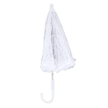 Imagem de Guarda-sol de Renda Branca Vintage, Alça J Elegante, Guarda-chuva de Fotografia de Casamento de Renda Nupcial Com Moldura de Aço Inoxidável, Material de Renda, para Casamento,