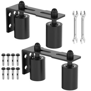 Imagem de YogePote Guia de rolo de portão deslizante com suporte de parede L de aço pesado, montagem de suporte de portão deslizante de nylon ajustável para portão de rolamento, porta deslizante, porta de