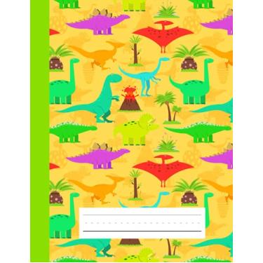 Imagem de Dinosaur Primary Story Journal: Dotted Midline and Picture Space | Grades K-2 School Exercise Book | 100 Story Pages - Green (Kids Jurassic Composition Notebooks)