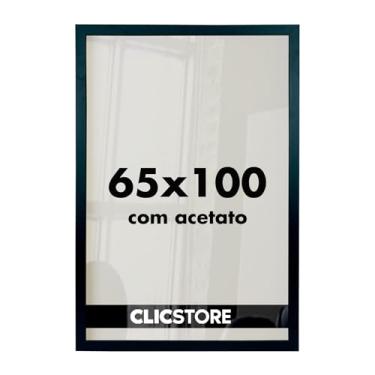 Imagem de Moldura Quadro 65x100 Decoração Criativa Sala Quarto Escritório para Arte Foto Imagem Painel Gravura Pôster com Acetato (Preto)