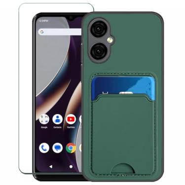 Imagem de Covthch Capa de celular compatível com BLU G34 com protetor de tela BLU G34 G1070WW BLU G34 2024 6,5 polegadas [capa carteira com suporte de cartão de crédito borracha de silicone fina fina] - verde