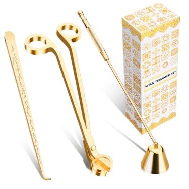 Imagem de Conjunto de acessórios para velas e velas da Calary Candle Wick Trimmer (ouro rosa), Champange Gold, 3