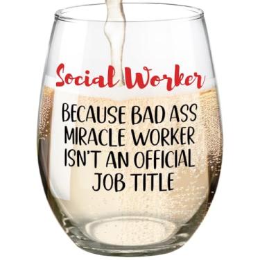 Imagem de Fatbaby Presentes de assistente social, taça de vinho, presentes engraçados para trabalhadores comunitários, presentes de agradecimento de Natal para assistentes sociais, amantes de vinho, taça de