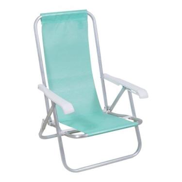 Imagem de Cadeira de Praia Reclinável 4 Posições Alumínio Lazy Sannet Verde Morm
