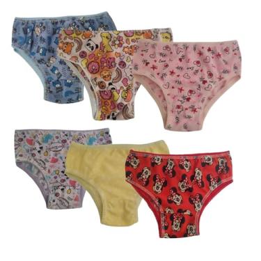 Imagem de Calcinha Infantil Kit 10 pçs 100% Algodão Menina Criança (BR, Alfa, G, Colorido)