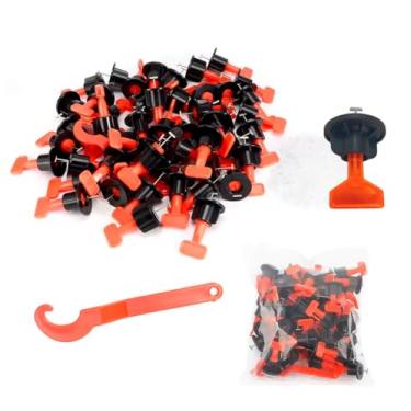 Imagem de Kit Nivelador de Piso e Porcelanato, 50 Peças, Espaçadores com Rosca, Preto e Laranja