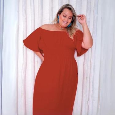 Imagem de Vestido plus size g3 g4 tamanho até 64 - Donna Lu, G3, Terracota
