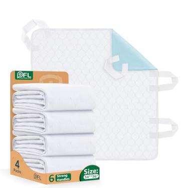 Imagem de PICK FOR LIFE Protetores De Cama Para Incontinência Whasbable: 4 Unidades De Protetores De Cama À Prova D'Água Para Idosos Com 6 Alças, Protetores De Cama Reutilizáveis, Protetores De Cama De Posici