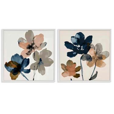 Imagem de Stupell Industries Conjunto de arte de parede giclée emoldurado branco com pétalas de flor de barro 2 peças por Irena Orlov, 12 x 12