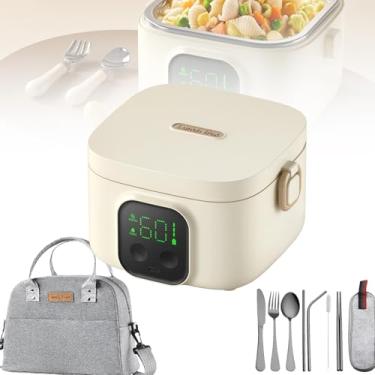 Imagem de CHONGHAN Lancheira elétrica, aquecedor de alimentos, aquecedor de alimentos aquecido removível, isolamento inteligente, aquecedor de almoço portátil, mantém os alimentos quentes, com bolsa de