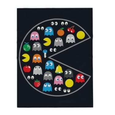 Imagem de Franco Jogo de cama retrô Pac-Man Collectibles super macio e aconchegante, 117 x 152 cm, (produto oficialmente licenciado)