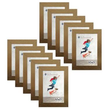 Imagem de Kit 10 Molduras Porta Retrato 10X15 Dourado - Santamaria Molduras