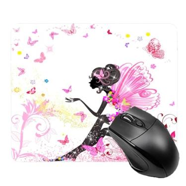 Imagem de Tapete de rato brilhante diamante brilhante ouro rosa Mousepad rosa menina borboleta mouse pad, acessórios de mesa brilhantes para mulheres decoração de diamante de escritório