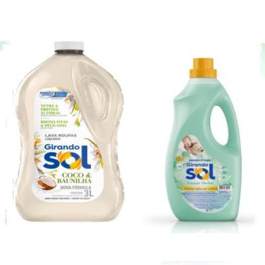Imagem de Kit Lava Roupas 3 Litros Coco e Baunilha + Amaciante Girando Sol 2 Lt 