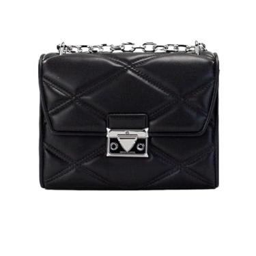 Imagem de Bolsa de ombro Michael Michael Kors Serena com aba média preta