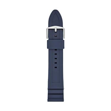 Imagem de Fossil Pulseira de relógio intercambiável de silicone ou couro com fecho de fivela de aço inoxidável, Azul marinho/prata, 22mm, Tradicional, moderno