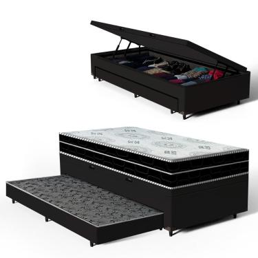 Imagem de Cama Box Baú com Colchão de Espuma D45 Pillow In Anjos OrtoConfort + Auxiliar Unique Solteiro 88cm