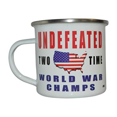 Imagem de Rogue River Tactical Caneca engraçada do acampamento dos campeões da Guerra Mundial Americana Esmalte Presente para Veterano Militar ou Americano Patriótico