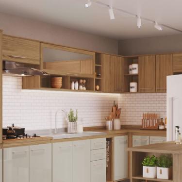 Imagem de Armário Aéreo Canto Reto 1 Porta com Nicho Gaia Decibal Móveis