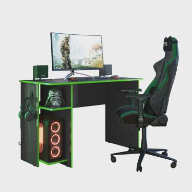 Imagem de Mesa Para Escritório e Gamer 3875 Preto/Verde Qmovi