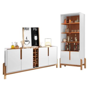 Imagem de Sala de Jantar Lizz com Cristaleira e Buffet Aparador com Adega - Casa D Branco/Cedro