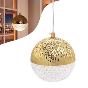 Imagem de Luminária Pendente Redondo Cristal Hemisfério Dourado Pd47