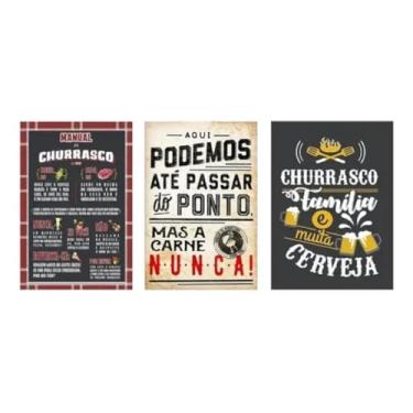 Imagem de Kit Quadro Decorativo Trio Para Churrasqueira Área Gourmet 4