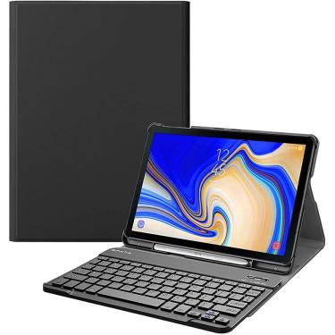 Imagem de Caso de teclado Fintie para Samsung Galaxy Tab S4 10.5 Modelo SM-T830/T835/T837, Capa de suporte leve slim Shell com teclado Bluetooth sem fio destacá