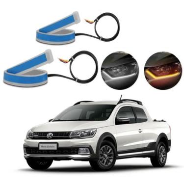 Imagem de Kit Fitas Led DRL Farol + Seta 12v 60cm Saveiro G7 2023 - Light Strips