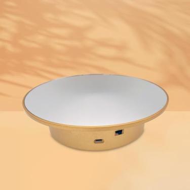 Imagem de Ｂｅｓｇａ Suporte de exibição elétrico de 360 ​​graus, plataforma giratória automática ajustável, mesa giratória de exibição de carga de 2,5kg para sapatos de, Espelho Inferior Dourado