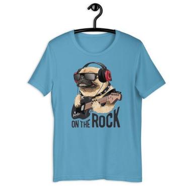 Imagem de Camiseta Masculina Dog Pug on The Rock-Masculino