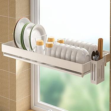 Imagem de AKALNNB Escorredor de louças sobre a pia, prateleira sobre a prateleira de aço inoxidável grande escorredor de pratos de cozinha para armazenamento de cozinha organizador de balcão de aço inoxidável