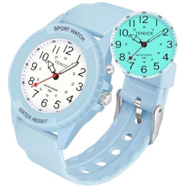 Imagem de TENOCK Relógio de enfermeira impermeável para profissionais médicos, estudantes, mulheres, homens, luz noturna, horário militar 12/24 horas, mostrador fácil de ler, relógio de segunda mão para