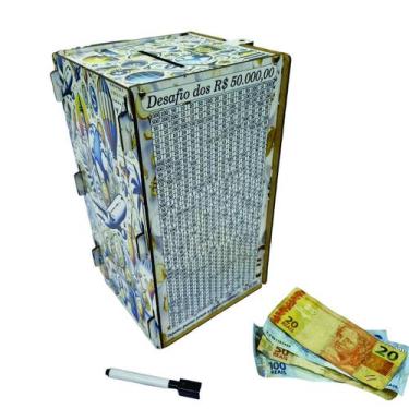 Imagem de Cofre Desafio 50 Mil Guardar Junte Dinheiro Woodbox Torre Tr - Indústr
