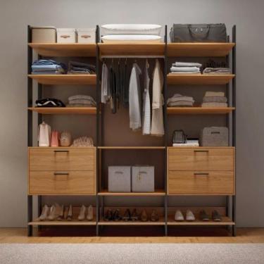Imagem de Guarda Roupa Closet com Gavetas Dalla Costa 100% MDF - Dalla Costa Q, 
