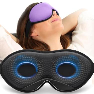 Imagem de MABAO Máscara de olho ponderada para dormir, máscara de dormir com contorno 3D blackout com alça ajustável para mulheres e homens, espuma viscoelástica alívio de pressão suave conforto cobertura de